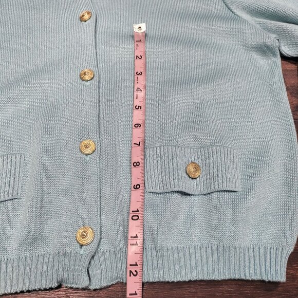 Vintage Mita Blue Knit Button Front Longsleeve Cardigan Top & Skirt Set Size 12P - Picture 10 of 14
